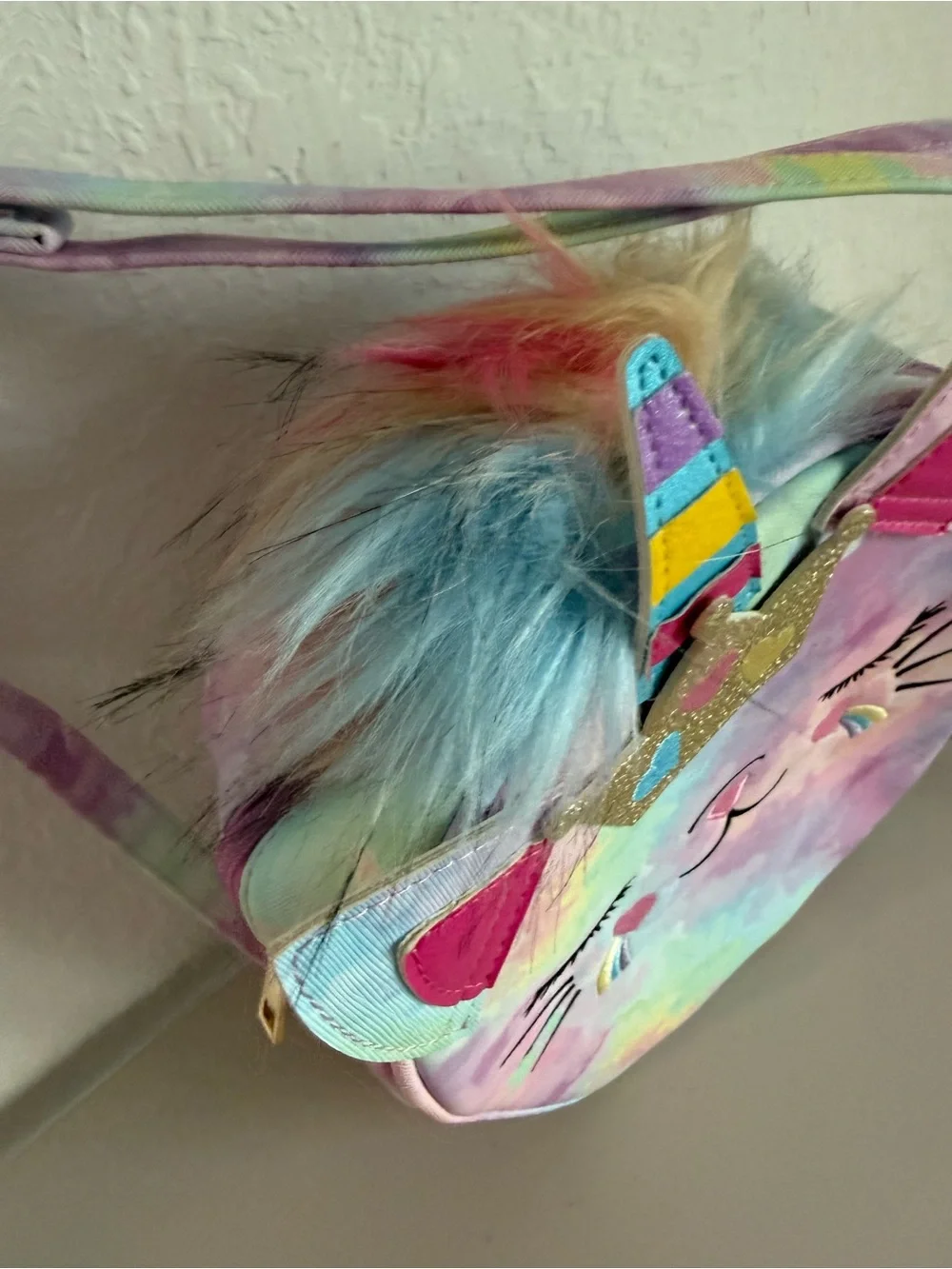 New girls Under One Sky Pastel Rainbow Unicorn-Cat Crossbody Bag with Pink